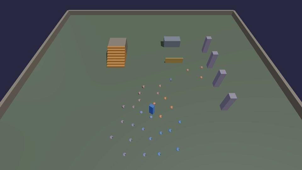 Balls moving together in a loose flock