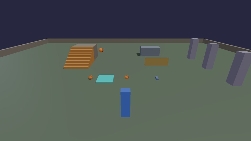 Orange balls flying up from a cyan pad