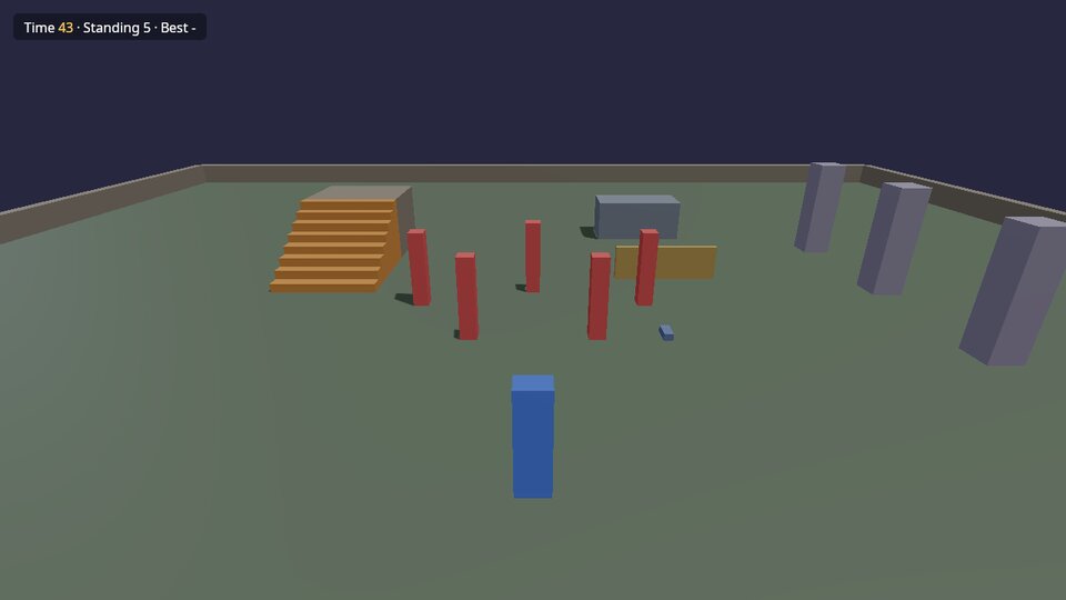 Red pillars, with the time and score in the corner